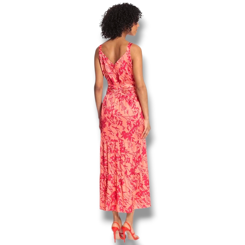 Maggie London Maxi -Satin Tiered Maxi Dress -Size 14- EUC $128 Retail - Picture 4 of 9